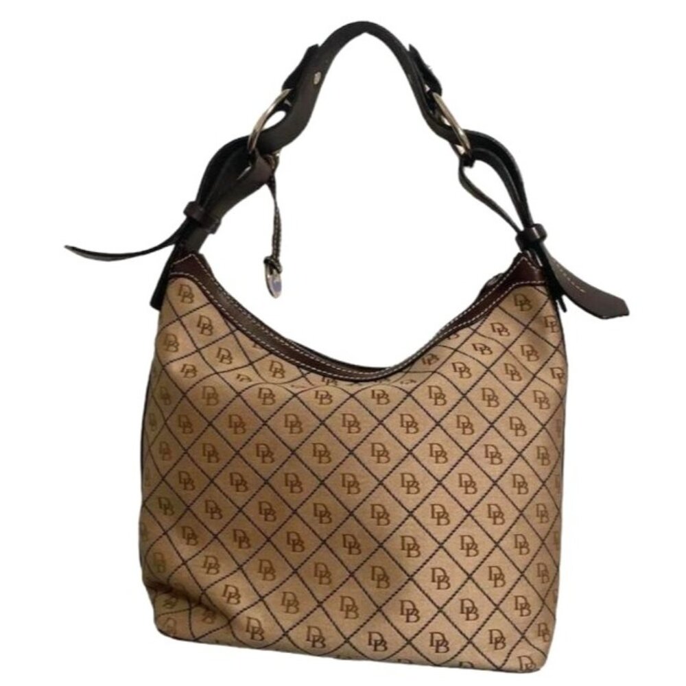 Dooney‎ & Bourke Signature Tan & Brown Logo Shoulder Bag
